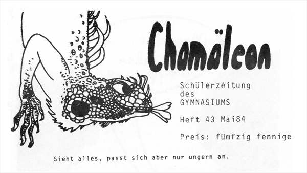 Historisches Titelblatt der Schülerzeitung Chamäleon