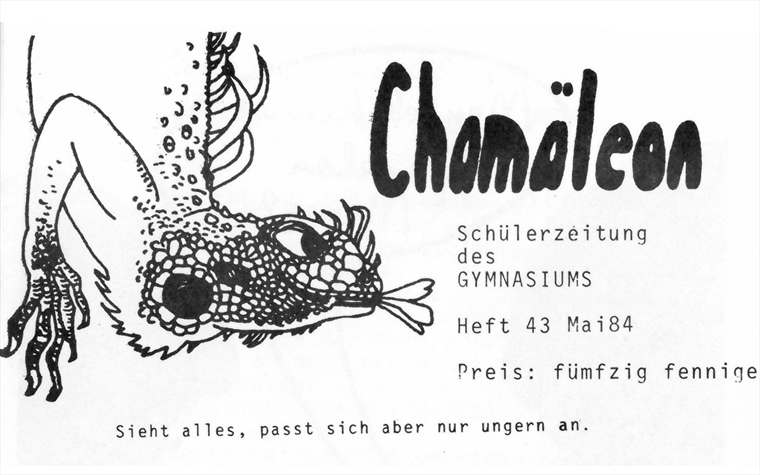 Historisches Titelblatt der Schülerzeitung Chamäleon